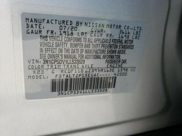 2020 NISSAN KICKS SR 3N1CP5DV1LL533528