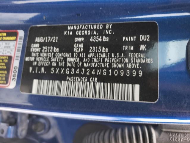 2022 KIA K5 EX 5XXG34J24NG109399