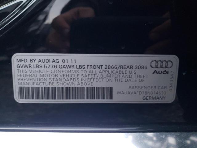 2011 AUDI A8 QUATTRO WAUAVAFD7BN014633