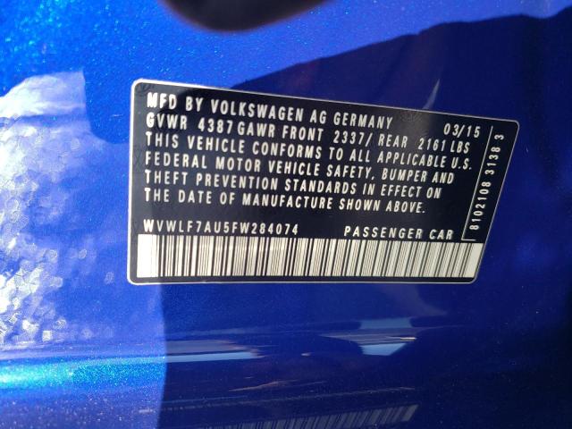 2015 VOLKSWAGEN GOLF R WVWLF7AU5FW284074