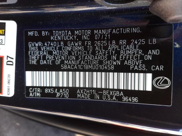 2021 LEXUS ES 300H BA 58ACA1C18MU010458