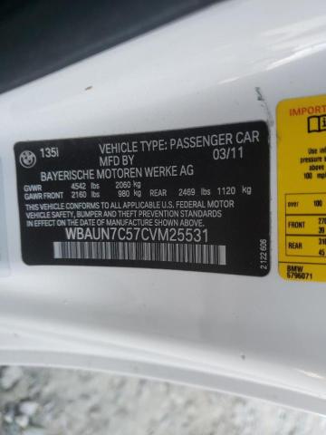 2012 BMW 135 I WBAUN7C57CVM25531