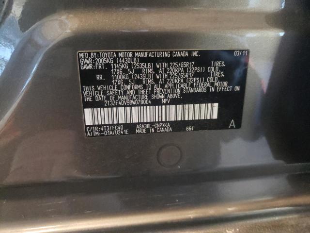 2011 TOYOTA RAV 4 2T3ZF4DV9BW078004