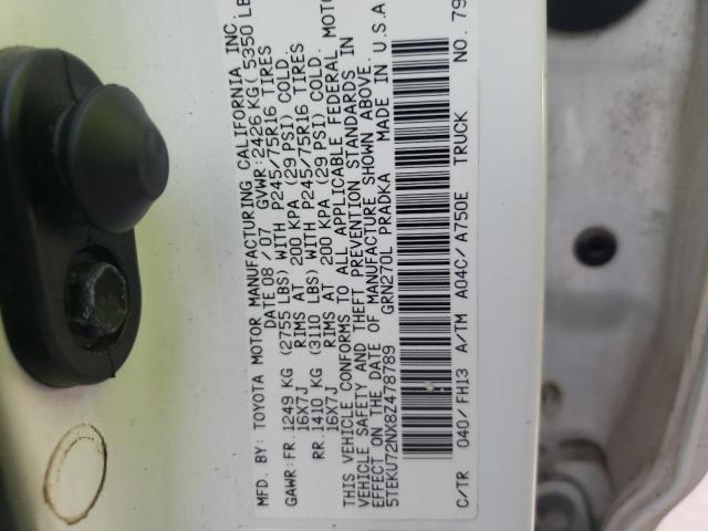 TOYOTA TACOMA 2008 WHITE Photo 10