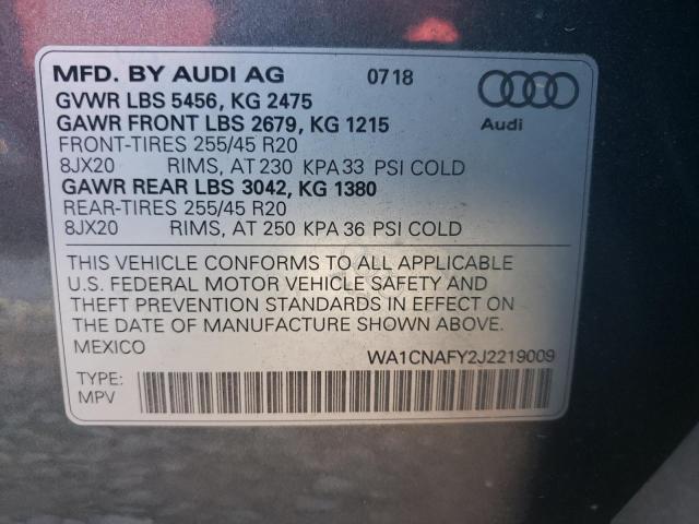 2018 AUDI Q5 PRESTIG WA1CNAFY2J2219009