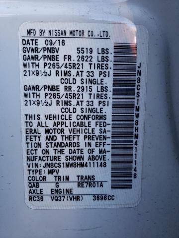2017 INFINITI QX70 JN8CS1MW8HM411148