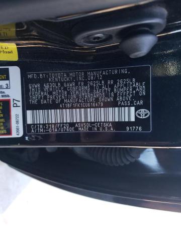2012 TOYOTA CAMRY 4D 2 4T1BF1FK1CU616479