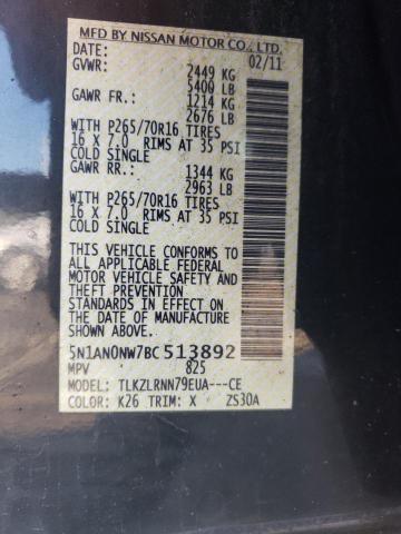 2011 NISSAN XTERRA OFF 5N1AN0NW7BC513892