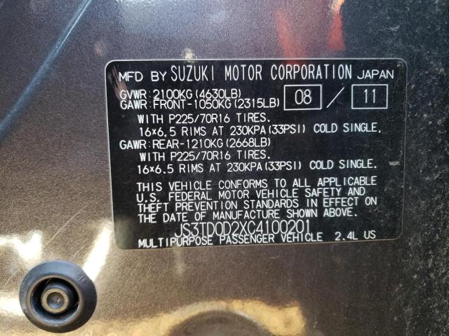 2012 SUZUKI GRAND VITA JS3TD0D2XC4100201