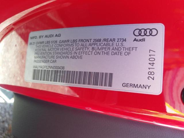 2022 AUDI A5 QUATTRO WAUYAGF52NN000438