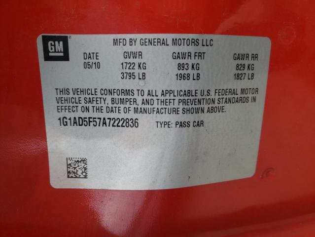 2010 CHEVROLET COBALT 1LT 1G1AD5F57A7222836