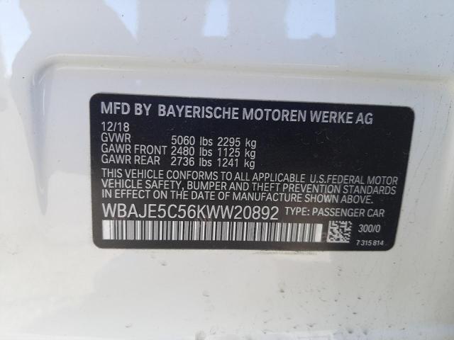 2019 BMW 540 I WBAJE5C56KWW20892