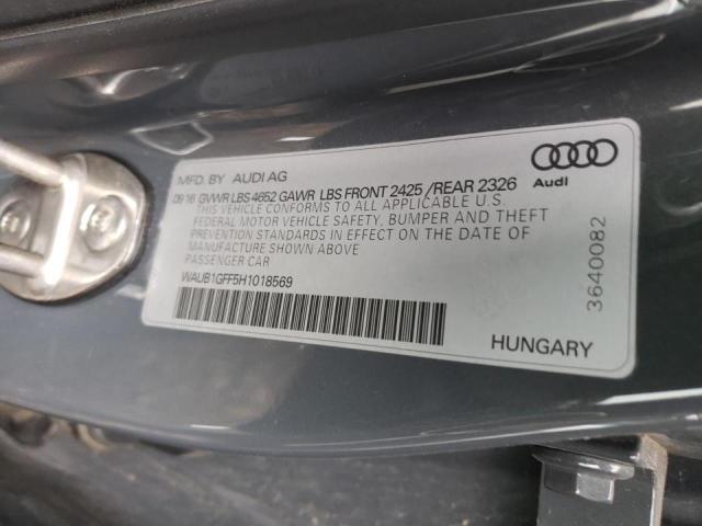 2017 AUDI S3 PREMIUM WAUB1GFF5H1018569