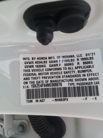2021 HONDA INSIGHT TO 19XZE4F94ME008878