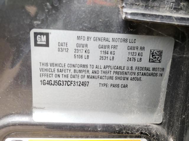 2012 BUICK LACROSSE T 1G4GJ5G37CF312497