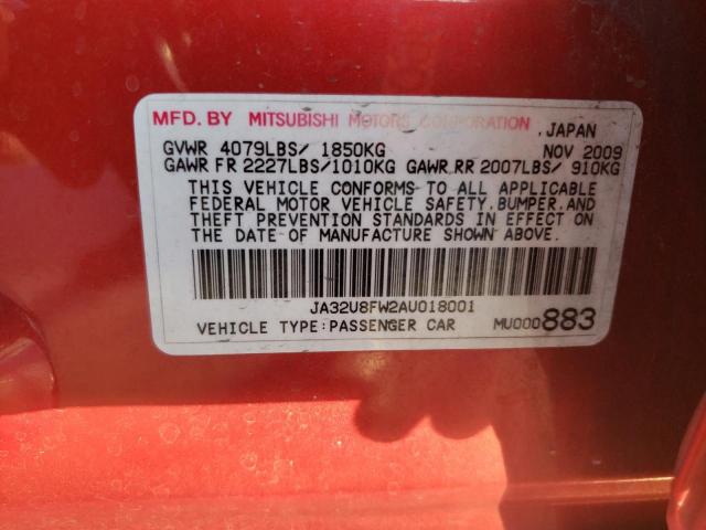 2010 MITSUBISHI LANCER GTS JA32U8FW2AU018001