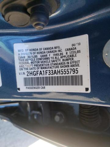 2010 HONDA CIVIC VP 2HGFA1F33AH555795