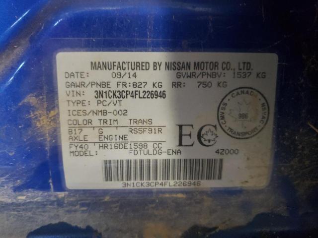 2015 NISSAN MICRA 3N1CK3CP4FL226946