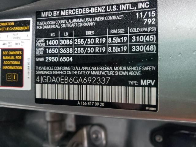 2016 MERCEDES-BENZ GLE 300D 4 4JGDA0EB6GA692337