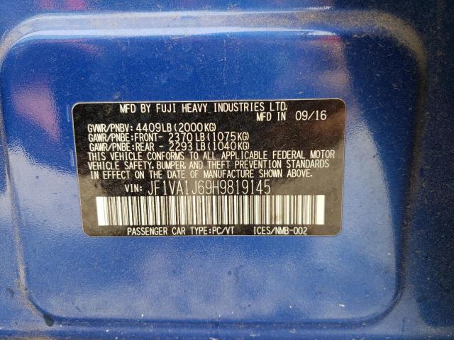 2017 SUBARU WRX LIMITE JF1VA1J69H9819145