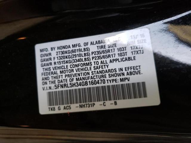 2016 HONDA ODYSSEY 5FNRL5H34GB160470