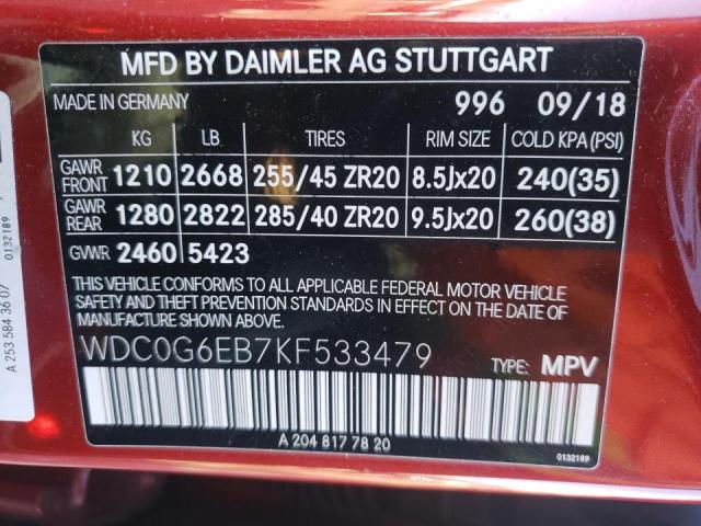 2019 MERCEDES-BENZ GLC 43 4MA WDC0G6EB7KF533479