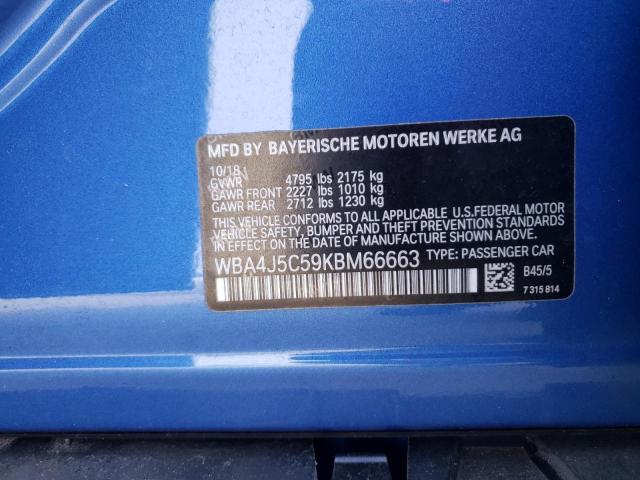 2019 BMW 440I GRAN WBA4J5C59KBM66663