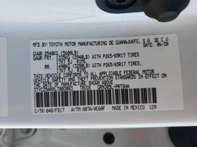 2020 TOYOTA *UNKNOWN* 3TYCZ5ANXLT003083