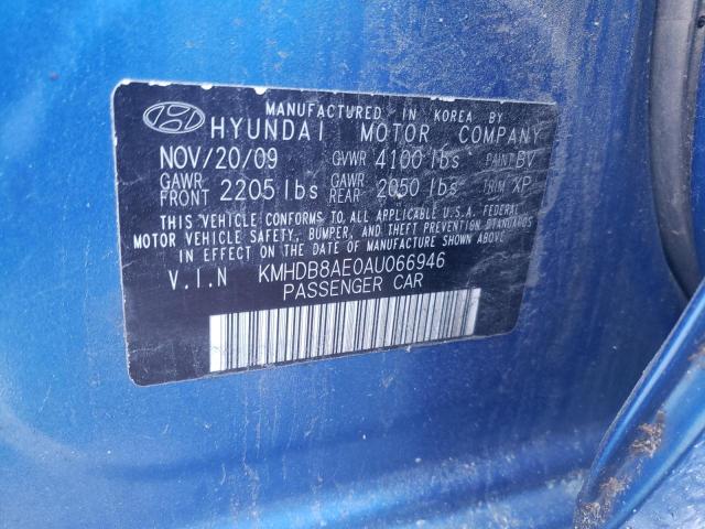 2010 HYUNDAI ELANTRA TO KMHDB8AE0AU066946