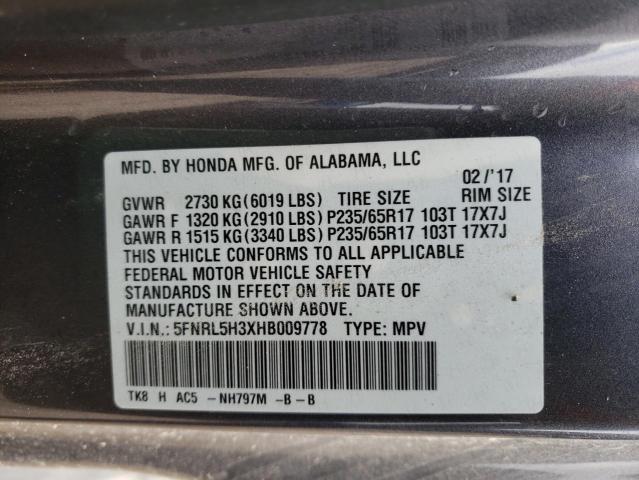 2017 HONDA ODYSSEY SE 5FNRL5H3XHB009778