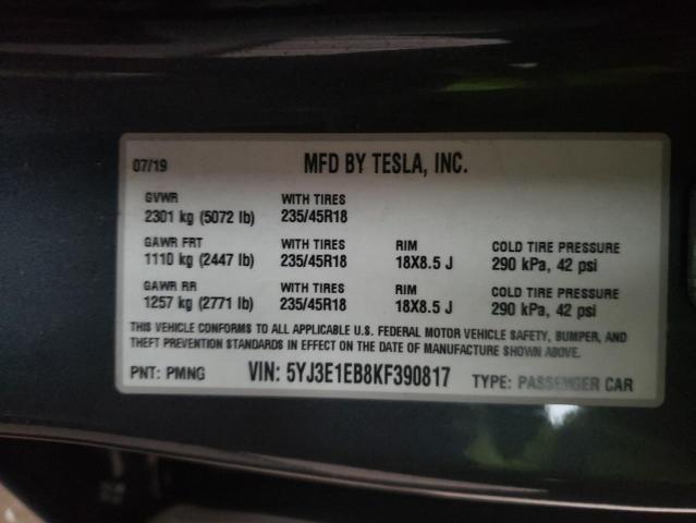 2019 TESLA MODEL 3 - 5YJ3E1EB8KF390817