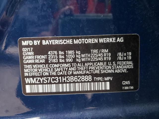 2017 MINI COOPER COU WMZYS7C31H3B62888