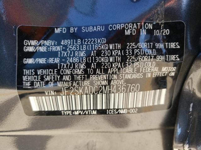 2021 SUBARU FORESTER JF2SKADC2MH436760