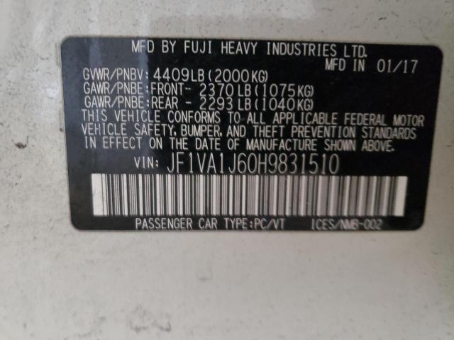 2017 SUBARU WRX LIMITE JF1VA1J60H9831510