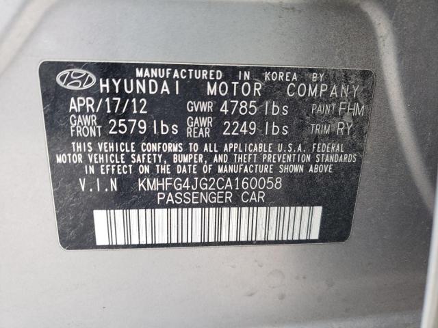 2012 HYUNDAI AZERA GLS KMHFG4JG2CA160058