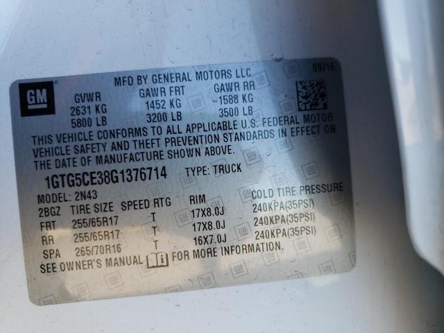 2016 GMC CANYON SLE 1GTG5CE38G1376714