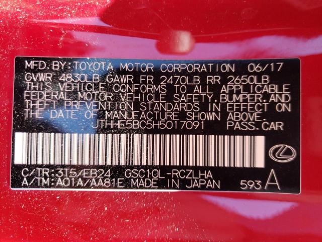 2017 LEXUS RC 350 JTHHE5BC5H5017091