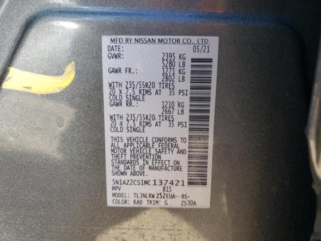 2021 NISSAN MURANO SL 5N1AZ2CS1MC137421