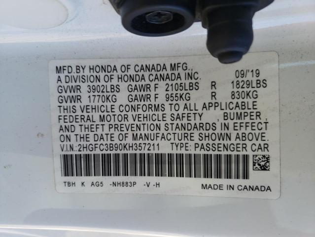 2019 HONDA CIVIC TOUR 2HGFC3B90KH357211
