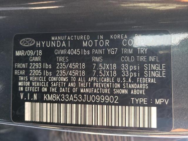 2018 HYUNDAI KONA LIMIT KM8K33A53JU099902