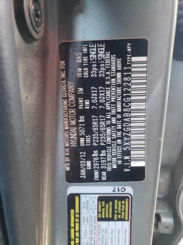 2012 HYUNDAI SANTA FE 4 5XYZGDAB8CG122811