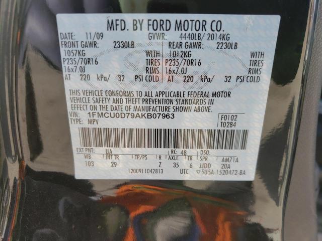 1FMCU0D79AKB07963 Ford Escape Xlt 2010. Фото: 9