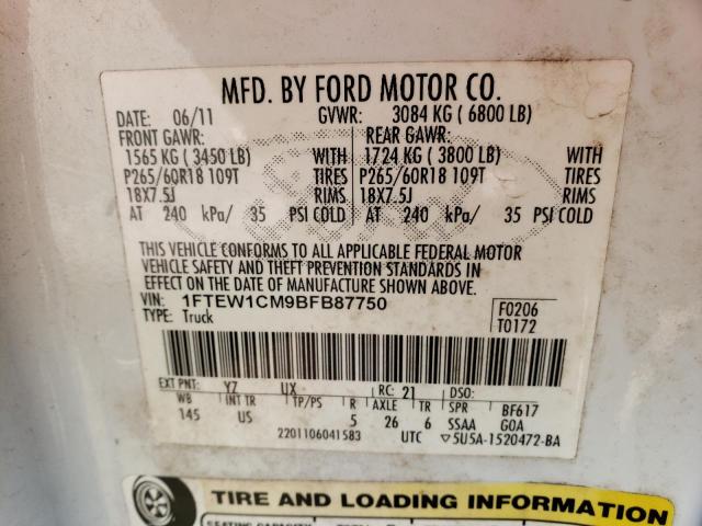 2011 FORD F150 SUPER 1FTEW1CM9BFB87750