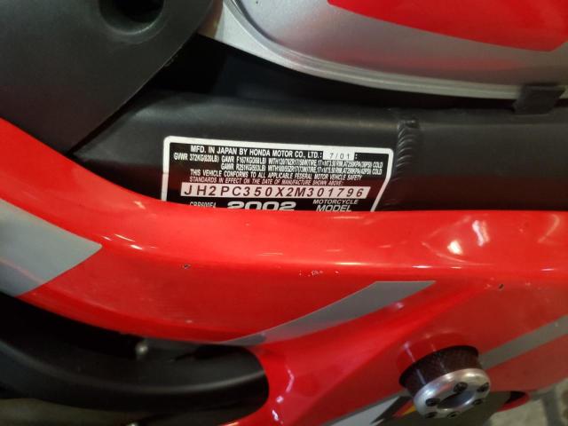 2002 HONDA CBR600 F4 JH2PC350X2M301796