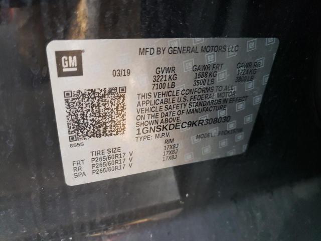 2019 CHEVROLET TAHOE POLI 1GNSKDEC9KR308030