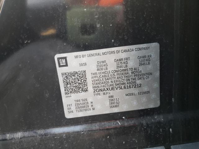 2GNAXUEV5L6167212 Chevrolet Equinox Lt 2020. Фото: 9
