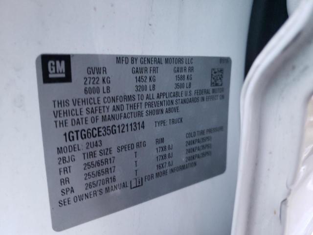 2016 GMC CANYON SLE 1GTG6CE35G1211314