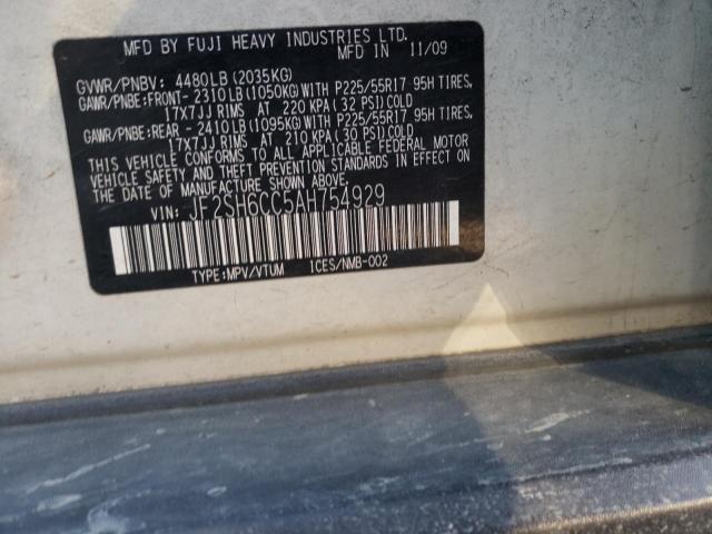 2010 SUBARU FORESTER JF2SH6CC5AH754929