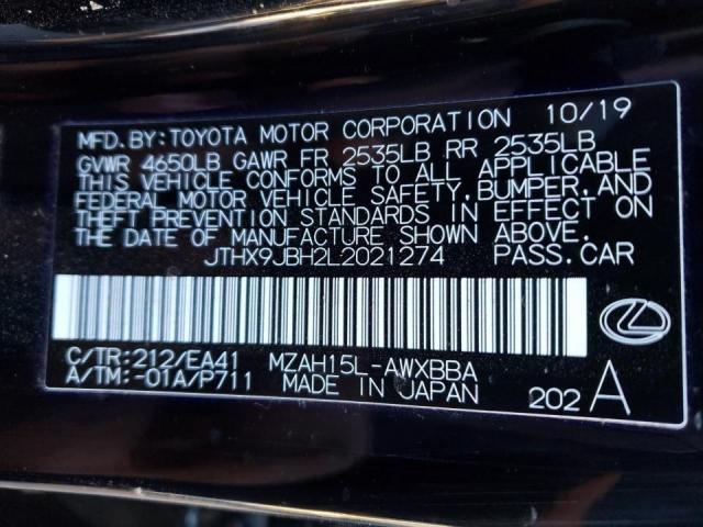 2020 LEXUS UX 250H JTHX9JBH2L2021274