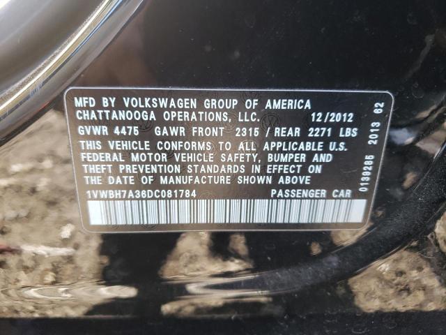 2013 VOLKSWAGEN PASSAT 1VWBH7A36DC081784